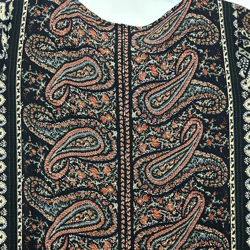 Easel Boho Dress Multi Paisley Print Bell Sleeves Size Small